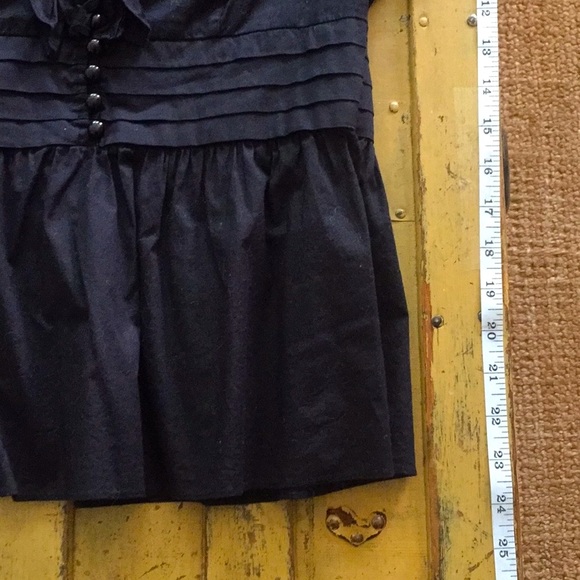 ANTHROPOLOGIE ODILLE BRAND STRETCH RUFFLE BLACK SHORT SLEEVE BLOUSE TOP 4 - Picture 8 of 14